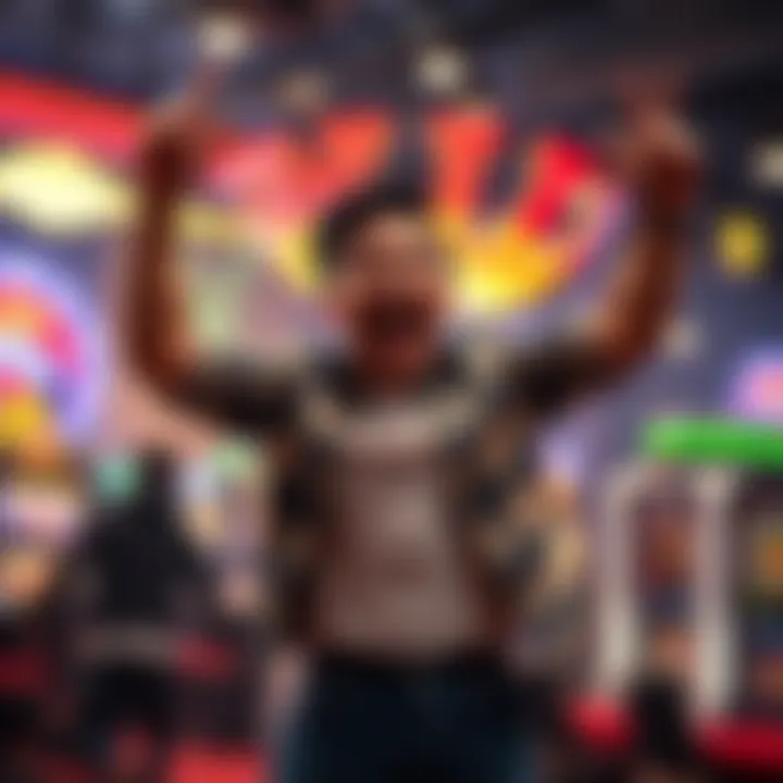 A happy person jumps in excitement after winning at an Australian casino, holding a ticket from a $2 bet.