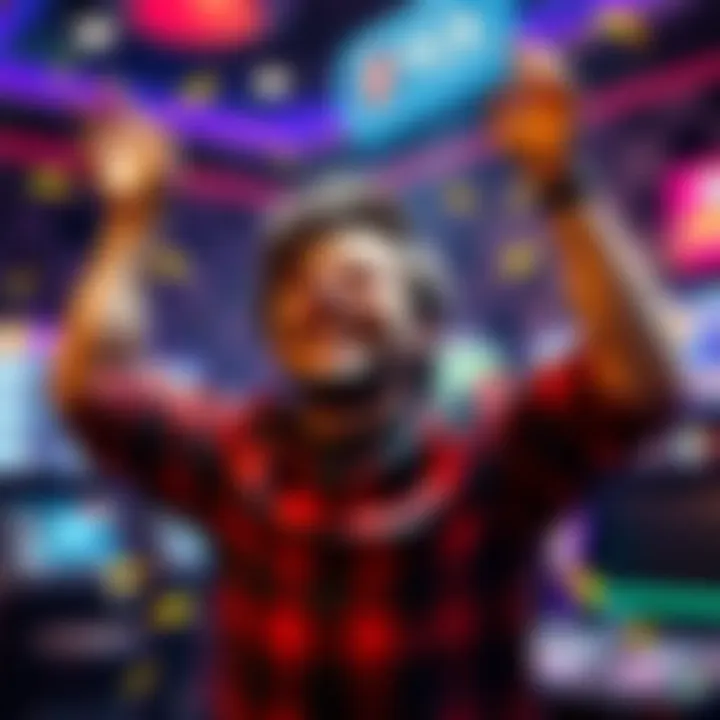 A person joyfully celebrating after winning a bonus drop with a $5 CAD bet, showing excitement and relief.