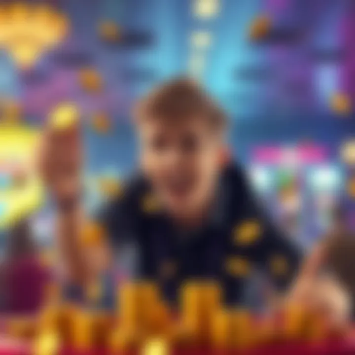 A joyful player celebrating their $107 win at the Sweeps Casino with coins in hand