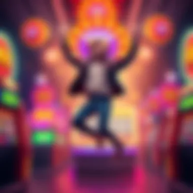 A player jumps in excitement after winning a $1,000 jackpot on Pookie Plinko, surrounded by bright lights and colorful game graphics.