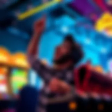 Player celebrating a jackpot win A player excitedly celebrates a big win during a live stream of a slot game with a small bet