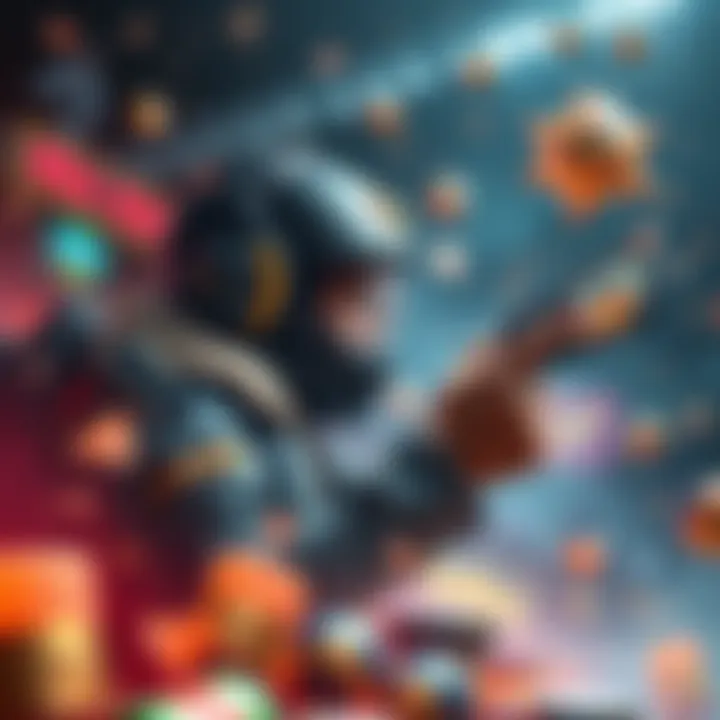 A player engaging with GC resources to level up in Mega Bonanza, showcasing a dynamic gaming scene with an action-packed background.