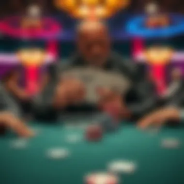 Player with pocket Aces at poker table A poker player holding pocket Aces, contemplating a bet at the table with multiple opponents