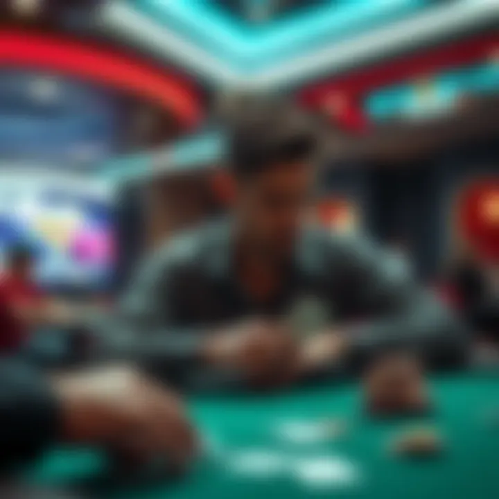 A focused player sitting at a poker table with cards and chips, reflecting on their recent game experience.