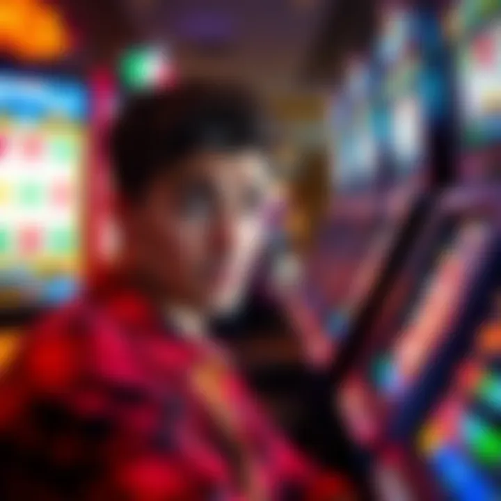 A player at a slot machine appears worried after being restricted from playing. Their face shows confusion and frustration, with the game screen displaying three scatter symbols.