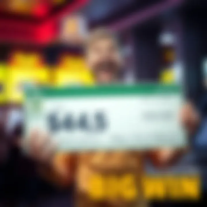 A happy player holds a large check for $45,000 while looking excited