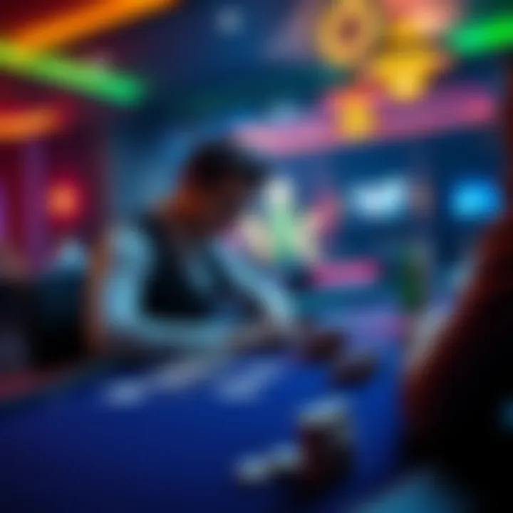 A focused player seated at a blackjack table with cards and chips in front, showcasing an intense gaming moment.