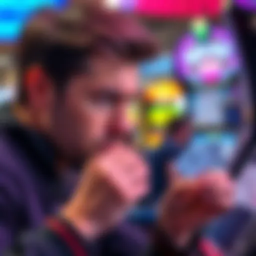 Player looking disappointed with bonus A frustrated player stares at a small bonus card after wagering a large amount in a casino.