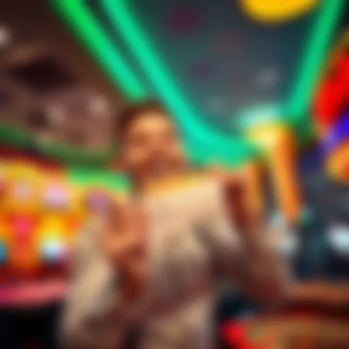 A player smiles joyfully while holding up a winning betting slip in a casino, showcasing the excitement of winning after a series of small losses.