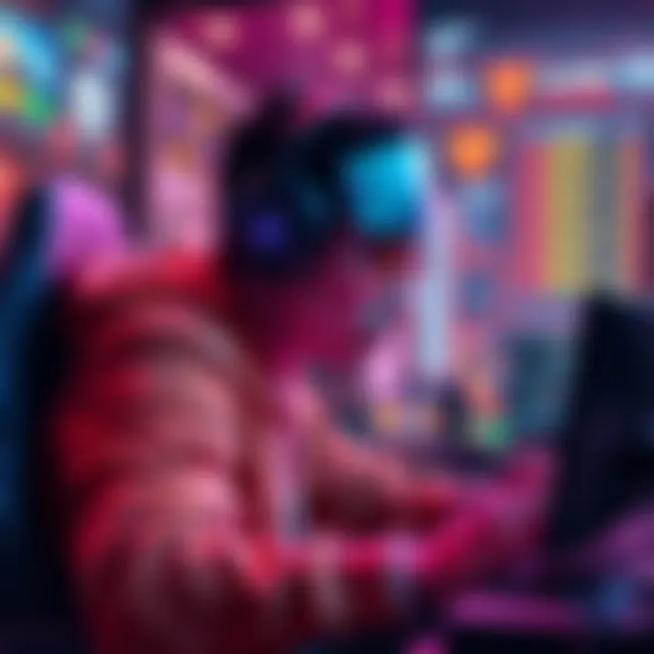 A competitive gamer focused on reaching Platinum 3 level, concentrating on strategies and gameplay techniques, with a gaming setup and leaderboard in the background.