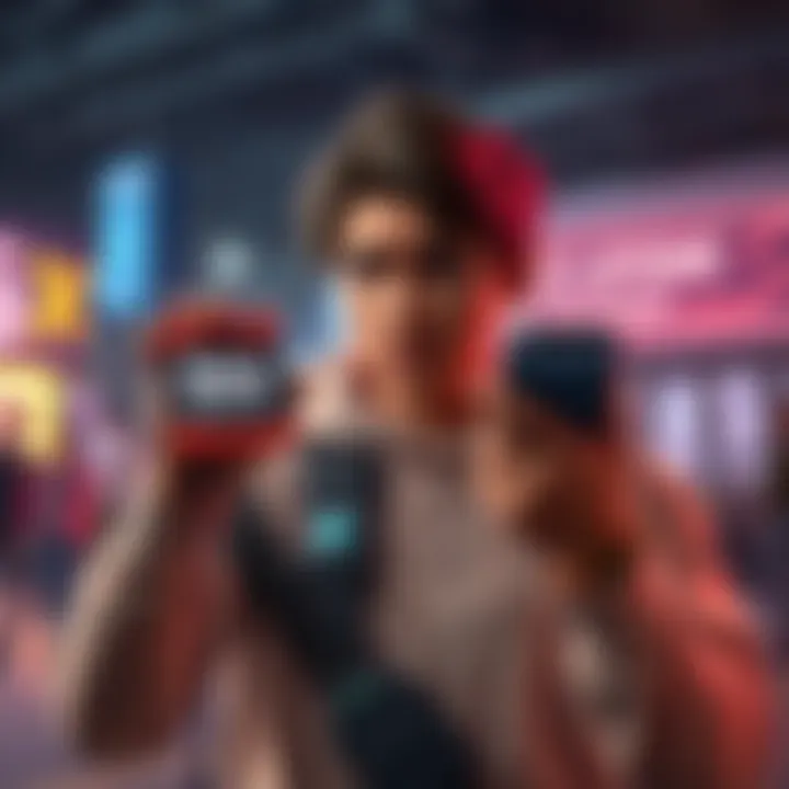 A player looking frustrated while holding a GG Bracelet Pass and a smartphone showing conflicting information on the screen