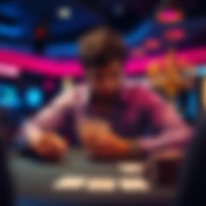 A focused player at a poker table weighing a tough decision during a high-stakes game.