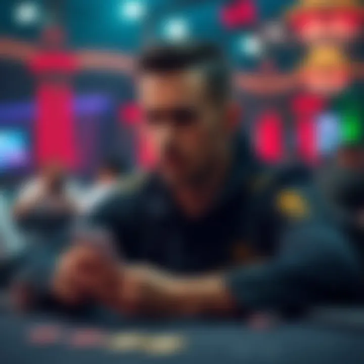 Player making a decision at a poker table A focused player considers a big call at a WSOP tournament with cards in hand