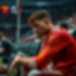 An athlete sitting on the bench, looking frustrated and deep in thought after an unexpected game loss, reflecting on their strategy and performance
