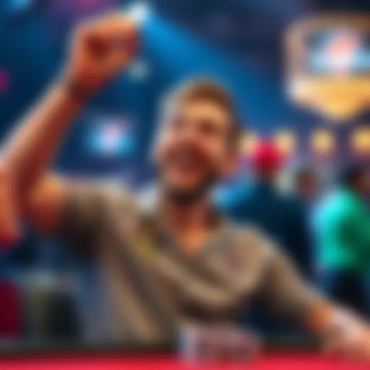 Player Excited for Tournament A happy player celebrating his qualification for a million-dollar tournament on ClubWPT, showing enthusiasm and hope for success.
