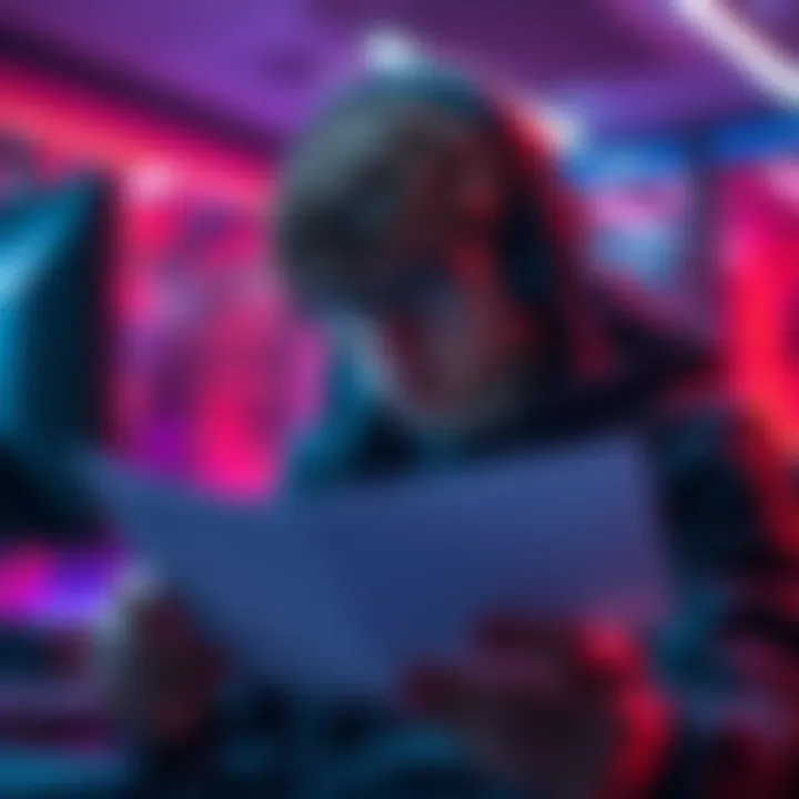 A gaming player looks upset while reading an email about their suspension for mentioning Turkey.