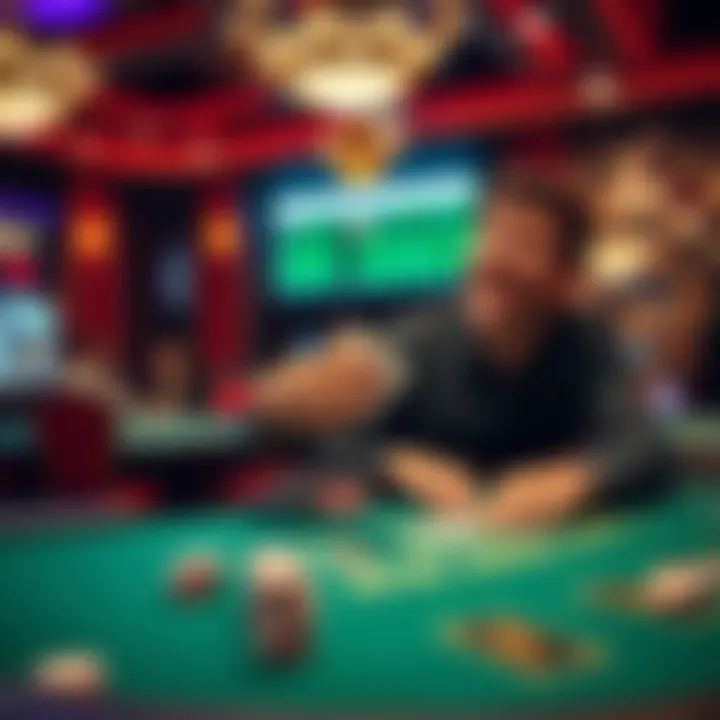 A casino player laughs while holding a losing hand at a Blackjack table, showing the humorous side of gambling losses
