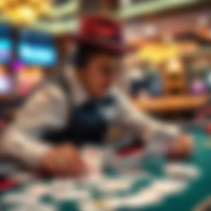 Player losing at live dealer blackjack A player looks frustrated at a live dealer blackjack table, with cards spread out showing consecutive losses