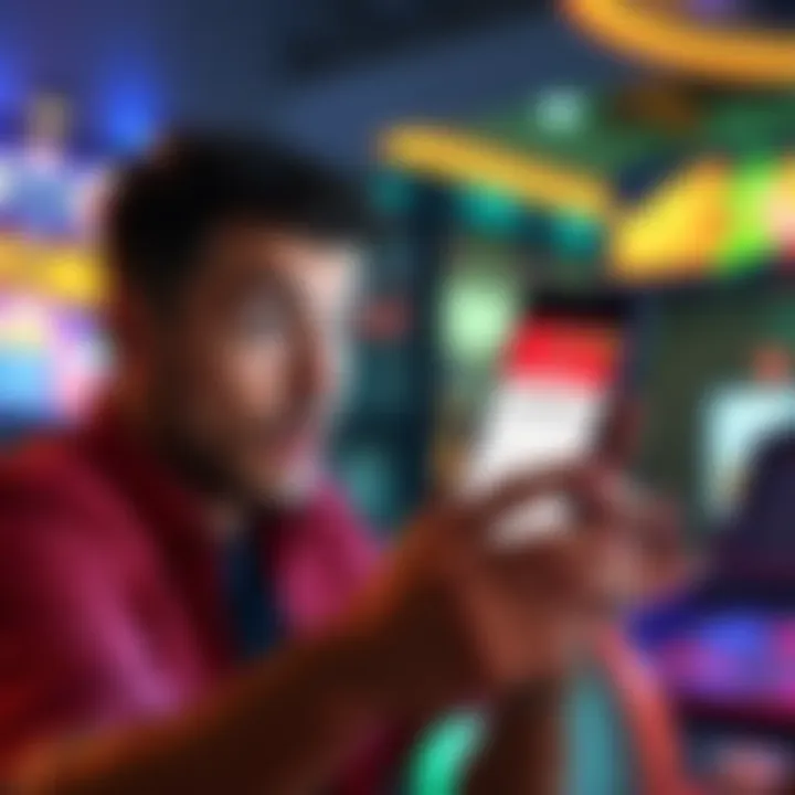 A shocked player looking at their phone with a casino rewards screenshot on display, expressing disbelief at the reward claims.