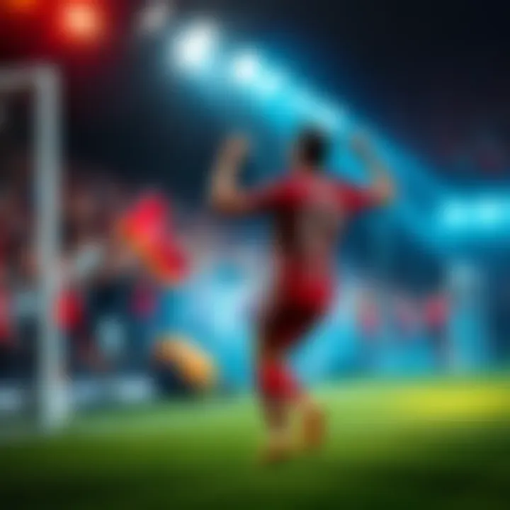 A player celebrating a goal during a match while fans cheer in the background, showcasing their journey to reach a milestone in performance.