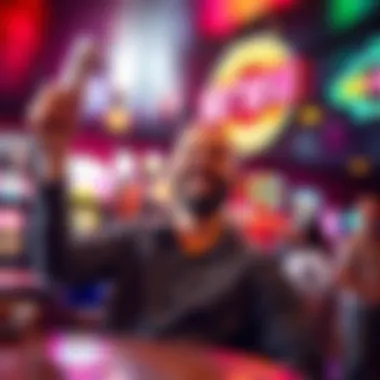 A happy player holds up a ticket at a West Virginia bar celebrating a win of $852 and $50.