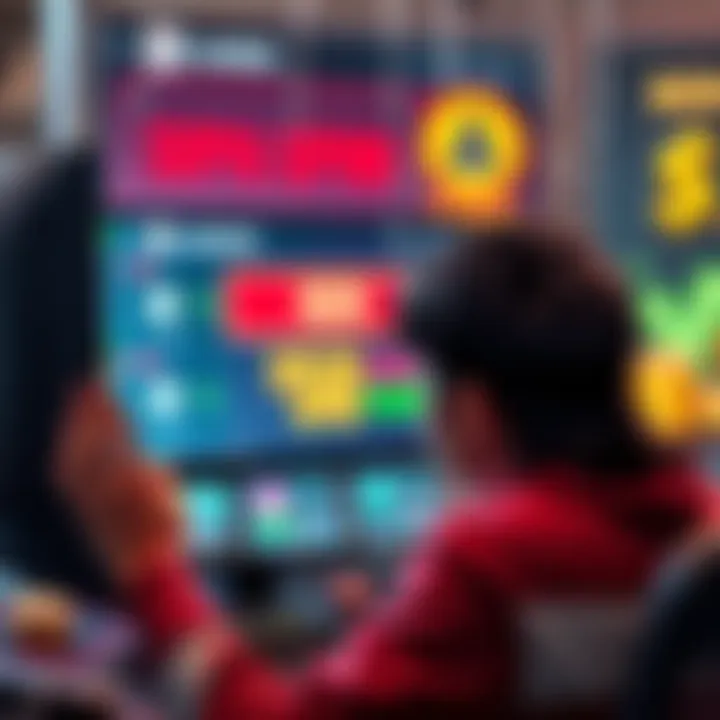 A frustrated player looking at a computer screen showing a denied withdrawal message, with signs of money and a bonus offer in the background.
