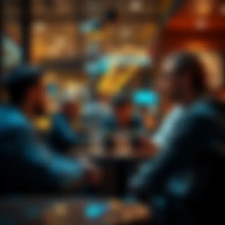 Players discussing ClubWPTGold access A group of players chatting in a coffee shop about their experiences with ClubWPTGold in Ontario