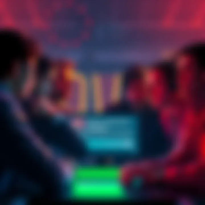A group of players gathered around a screen, looking puzzled about the status of a game marked as incomplete, with expressions of uncertainty on their faces.