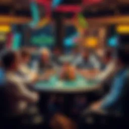 A group of players sharing their experiences about Stake Poker at a round table
