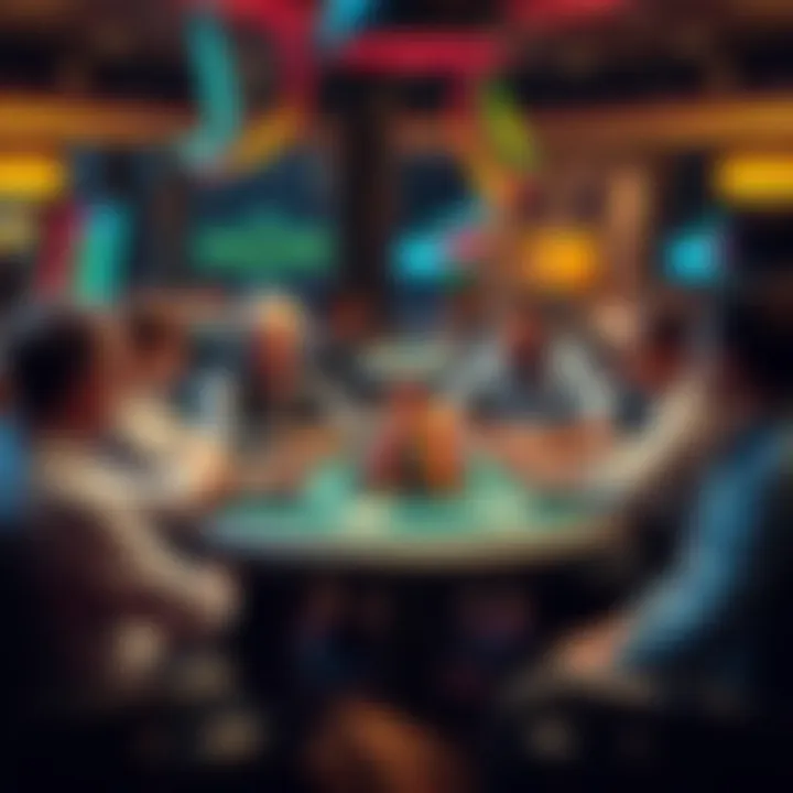 A group of players sharing their experiences about Stake Poker at a round table