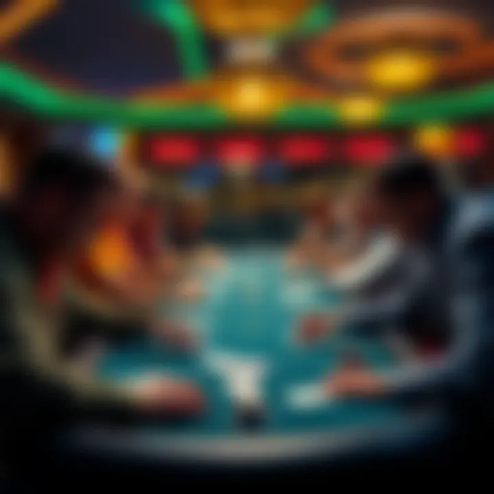 A group of players intensely focused on a six-deck blackjack game, showing signs of excitement and frustration, reflecting on high card counts and bad beats.