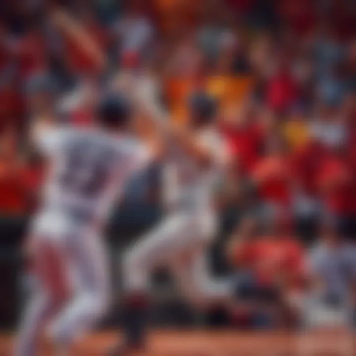 Baseball players celebrating after hitting long home runs, with fans cheering in the background