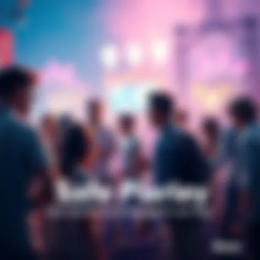 A group of people actively participating in the Safe Parley game, moving around and having fun together.