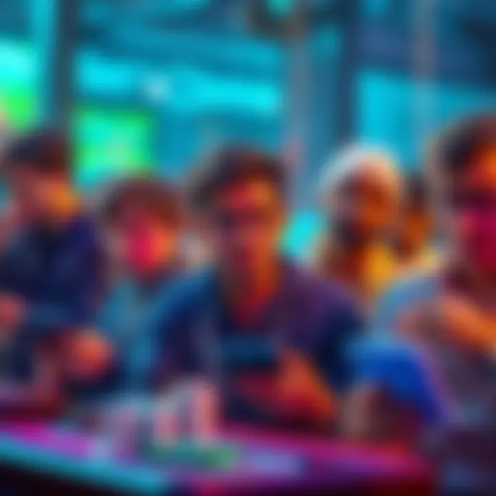 A group of players looking frustrated while playing on their devices, showing signs of disappointment over losing streaks on Stake.