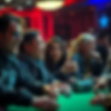 Stunned players reacting to a winning hand Group of players showing excitement as they witness a 7-card straight flush in a game