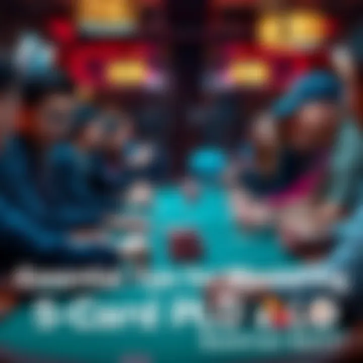 A group of players gathered around a poker table, focused on their cards in a lively 5 Card PLO game.