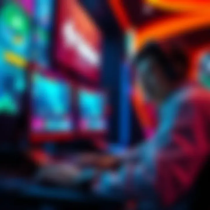 A person enjoying online gaming at Rainbet with vibrant graphics and crypto symbols on screen