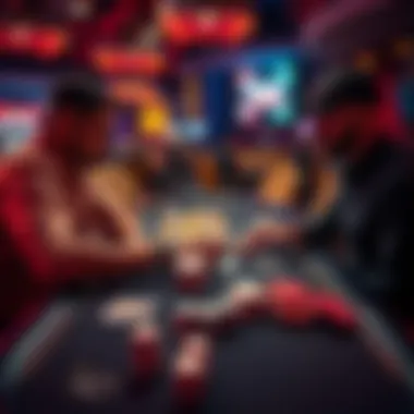 Two players strategizing over a game of Ultimate Texas Hold Em at a local casino table, with cards and chips in focus.