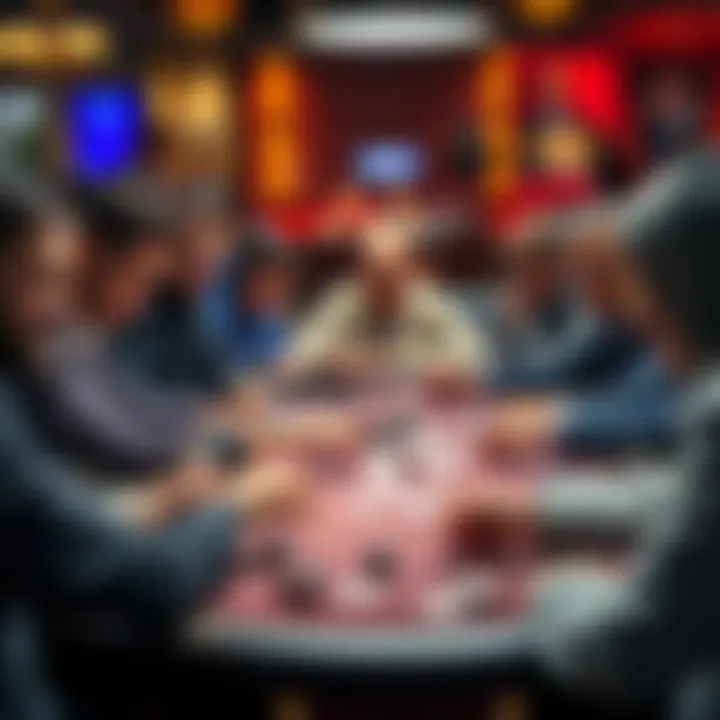 Playing Poker at a Table A group of people gathered around a poker table, enjoying a game with cards and chips in Seattle.