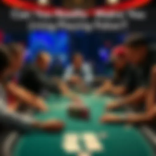 A group of people playing poker around a table with chips and cards