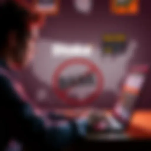 A person with a laptop looking frustrated while trying to access Stake's website, with a map of the U.S. showing states where it's banned in the background.