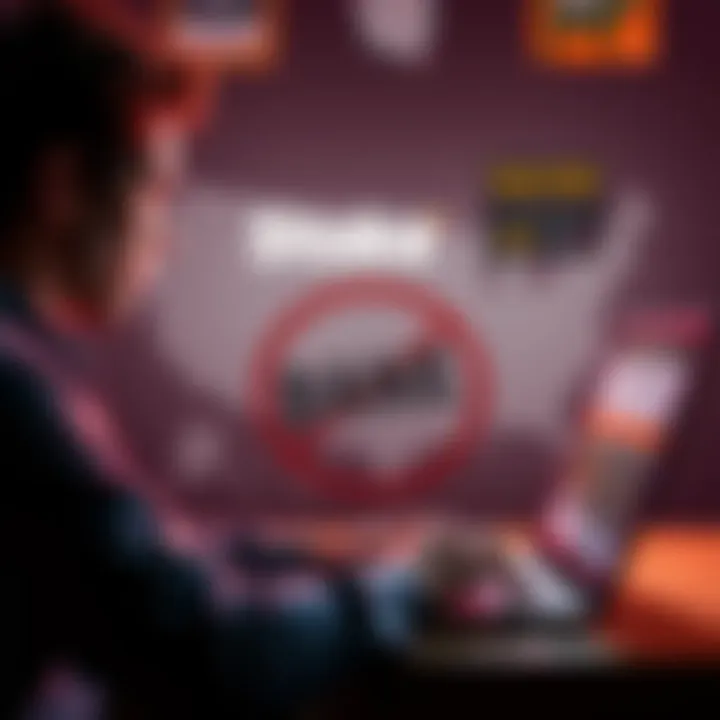 A person with a laptop looking frustrated while trying to access Stake's website, with a map of the U.S. showing states where it's banned in the background.