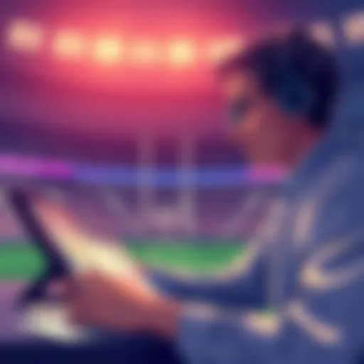 Illustration showing a person analyzing playoff stats and betting options for a 4-leg parlay bet.