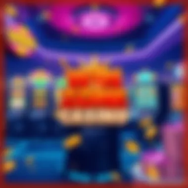 A vibrant scene showing a digital casino interface with colorful slot machines and bonus rewards, representing PlayStudios' Win Zone Casino.
