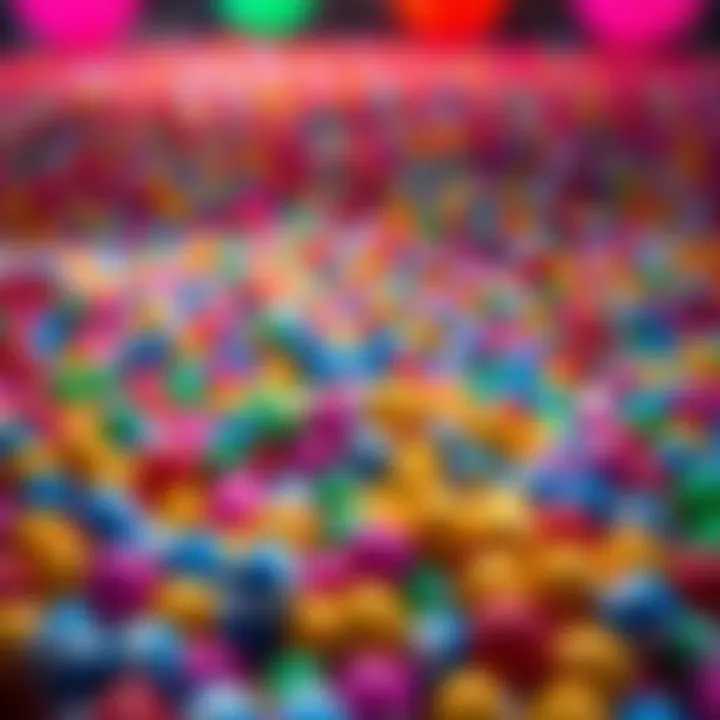 A large pile of colorful Plink Balls on the ground, indicating a gaming scene where players are discussing whether to reset their seed after many drops without a big win.