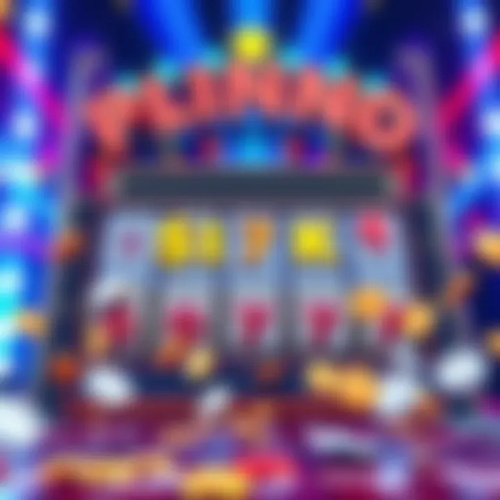 A colorful Plinko game board with slots for winning money and tokens falling down, showing excitement over possible big wins.