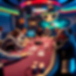 A lively Pot-Limit Omaha poker table with players engaged in the game and a dealer managing cards and chips.