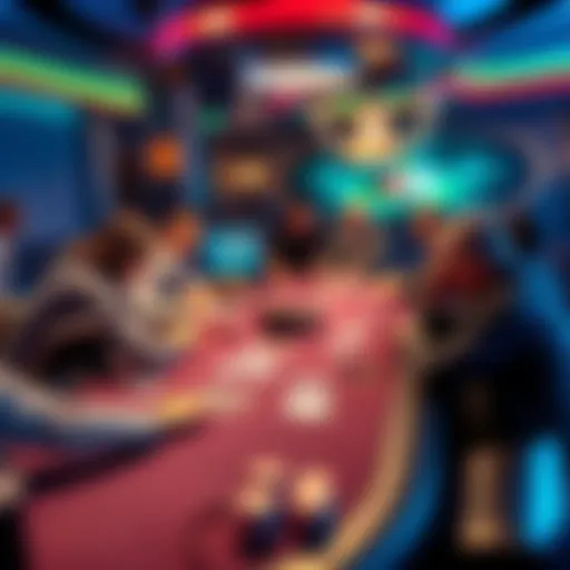 A lively Pot-Limit Omaha poker table with players engaged in the game and a dealer managing cards and chips.