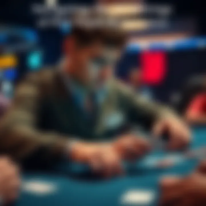 PLO Poker Game A player focused on a Pot Limit Omaha poker table, with chips and cards in hand, showing intense concentration during a game.