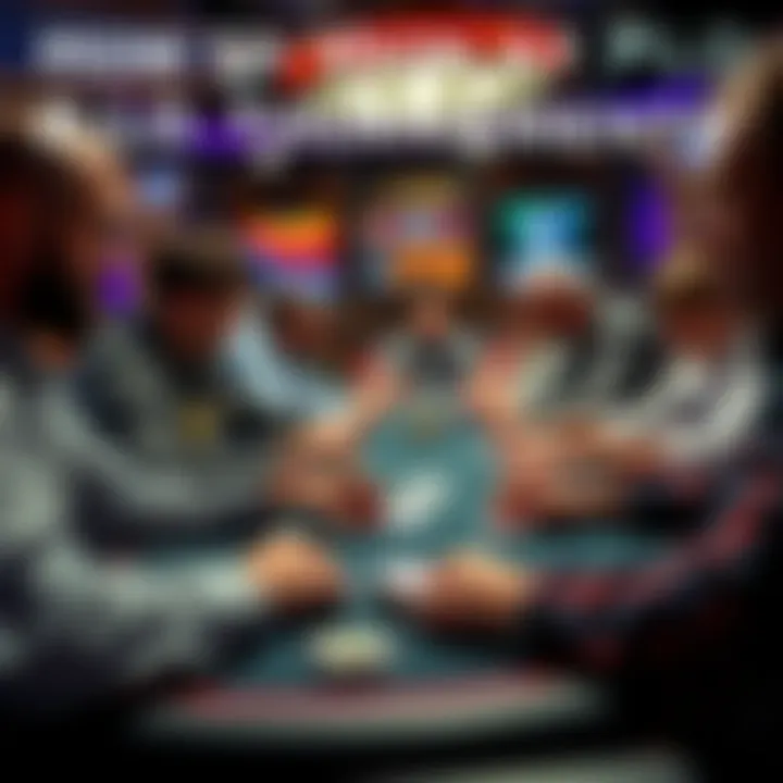 PLO Tournament Play A close-up of players at a poker table focused on their cards during a Pot-Limit Omaha tournament, highlighting the excitement of the game.